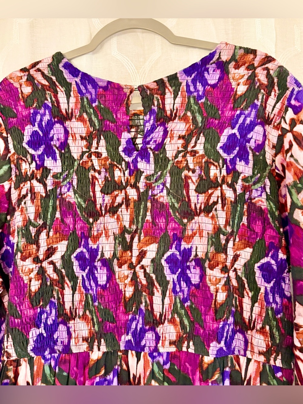 Terra & Sky Purple Boho Floral Tiered Midi Dress Plus Size 2X - Picture 5 of 12